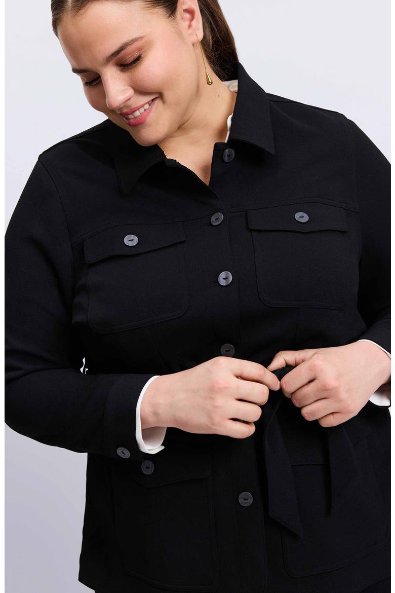 Stella Crepe Knit Utility Jacket, Alternate, color, BLACK