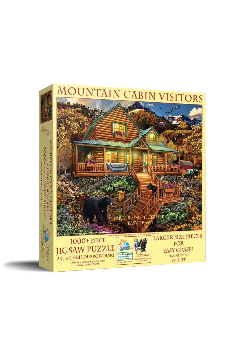 Mountain Cabin Visitors 1000 piece Jigsaw Puzzle for Adults Large Pieces, Main, color, Multicolor
