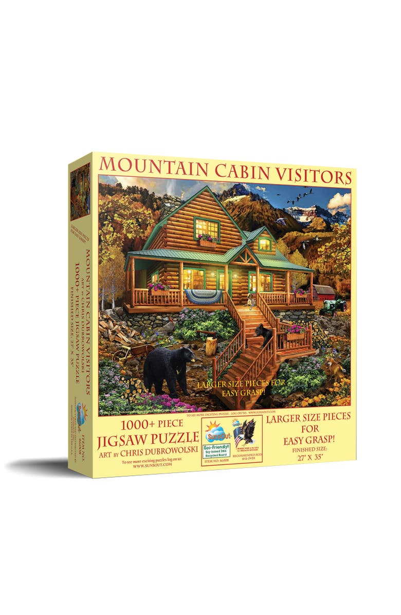 Sunsout Mountain Cabin Visitors 1000 piece Jigsaw Puzzle for Adults Large Pieces, Main, color, Multicolor