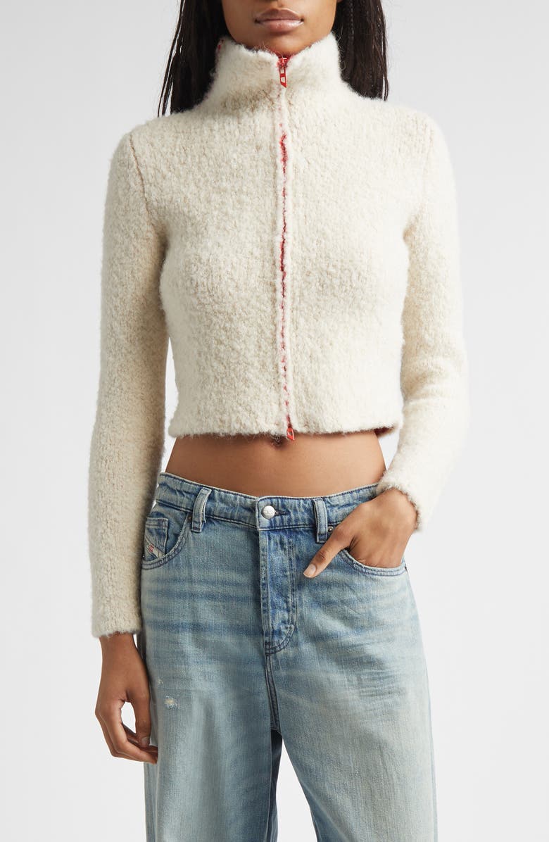 DIESEL<sup>®</sup> M-Eleonere Alpaca Blend Zip Cardigan, Main, color, Ivory