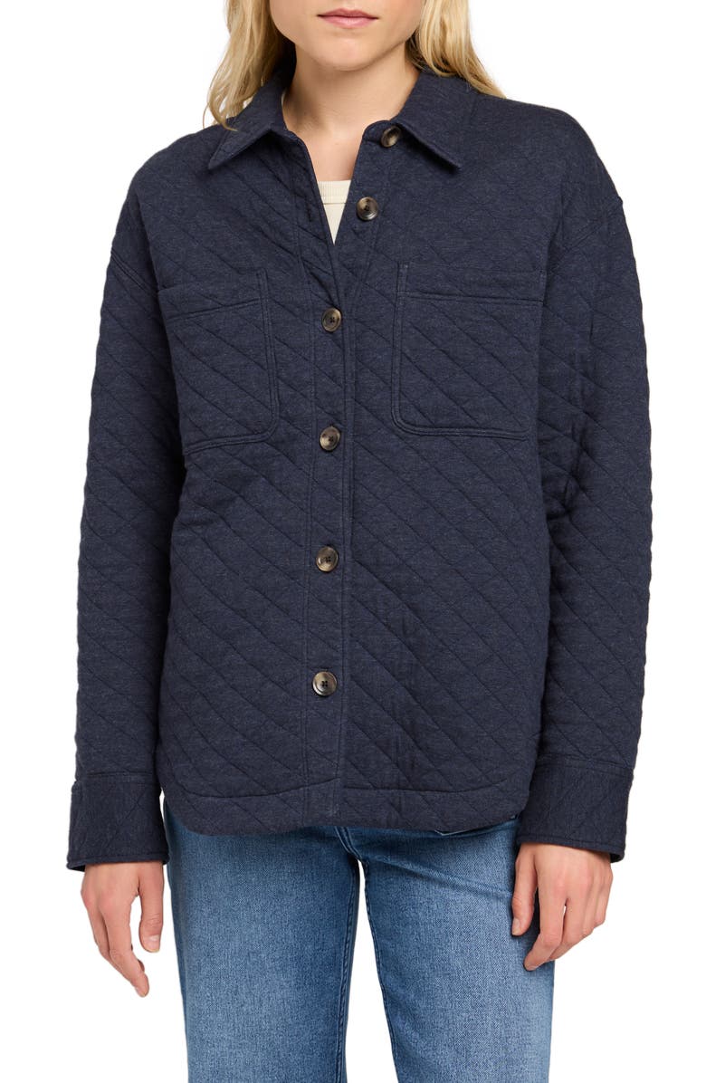Faherty Epic Quilted Shirt Jacket, Main, color, Navy Melange