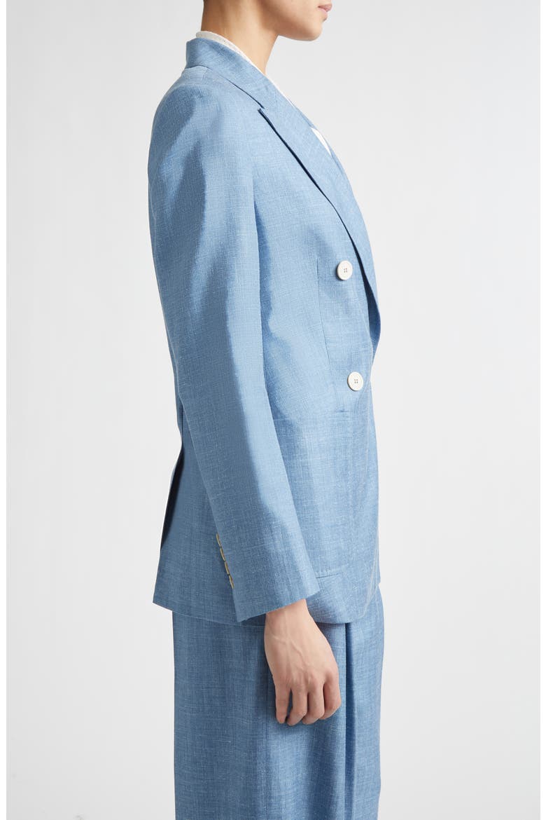Double Breasted Wool, Silk & Linen Blazer, Alternate, color, 130 SKY BLUE