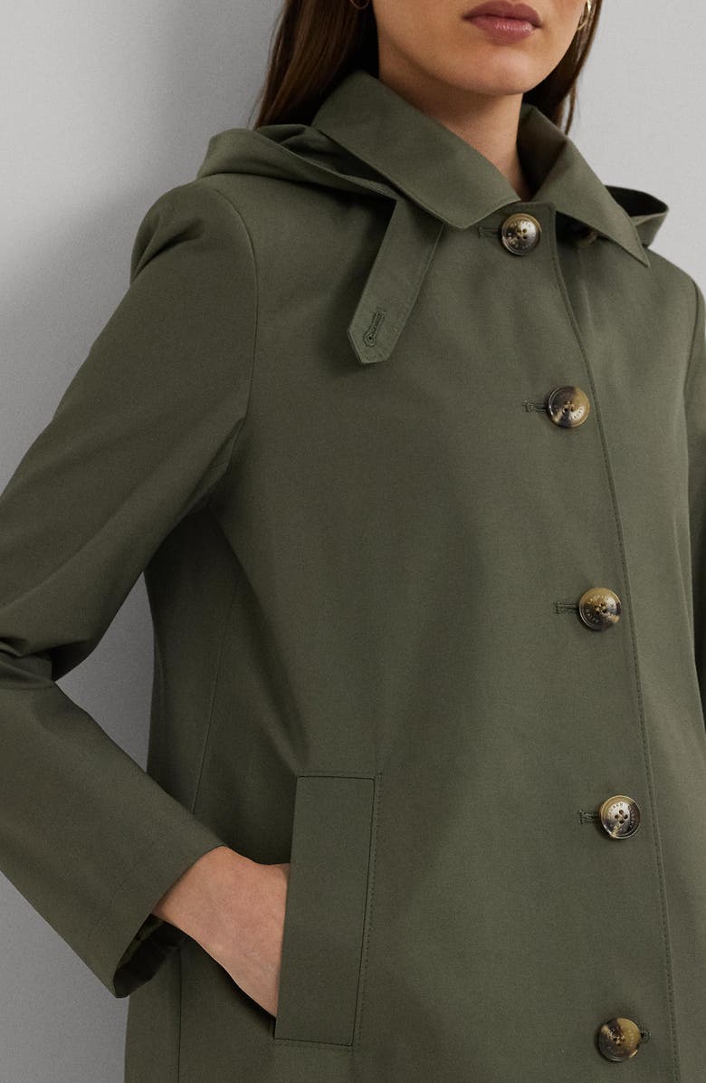 Lauren Ralph Lauren Balmacaan Hooded Raincoat, Alternate, color, Olive Fern