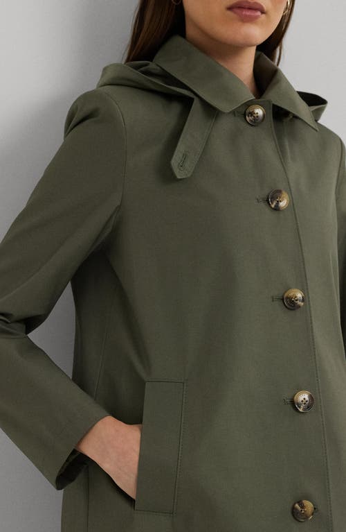 Ralph Lauren Lauren Balmacaan Hooded Raincoat In Green