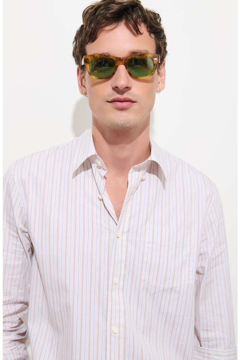 Striped Cotton Poplin Button Down Shirt, Alternate, color, IVORY STRIPE