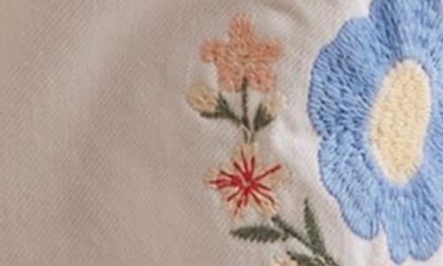 Free People Willow Floral Embrodiered Straight Leg Jeans In Ecru