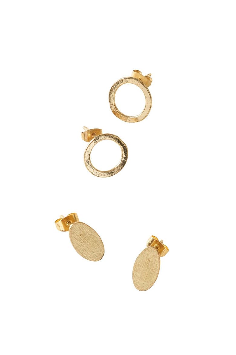 Diya Stud Circle and Oval Earrings, Main, color, Gold