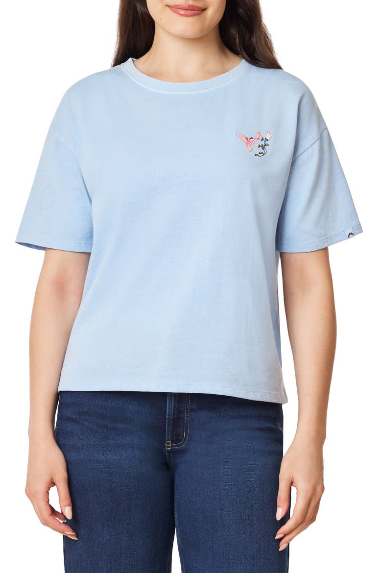 Toni Boxy Cotton Crop Tee, Main, color, BLUE BELL HUMMINGBIRD