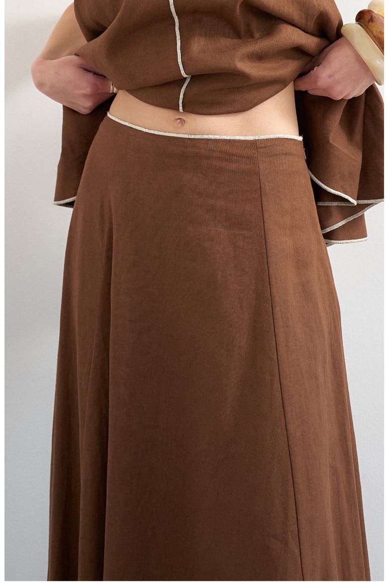 Linen Blend Maxi Skirt, Alternate, color, BROWN