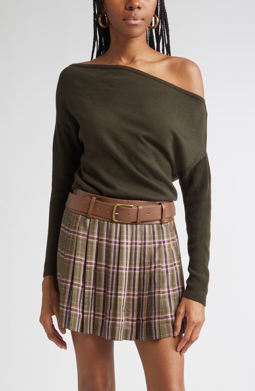 Ramy Brook Chance Wool Off The Shoulder Sweater In Green