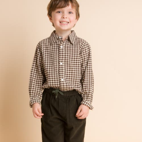Beet World Boys Collar Shirt In Brown Check
