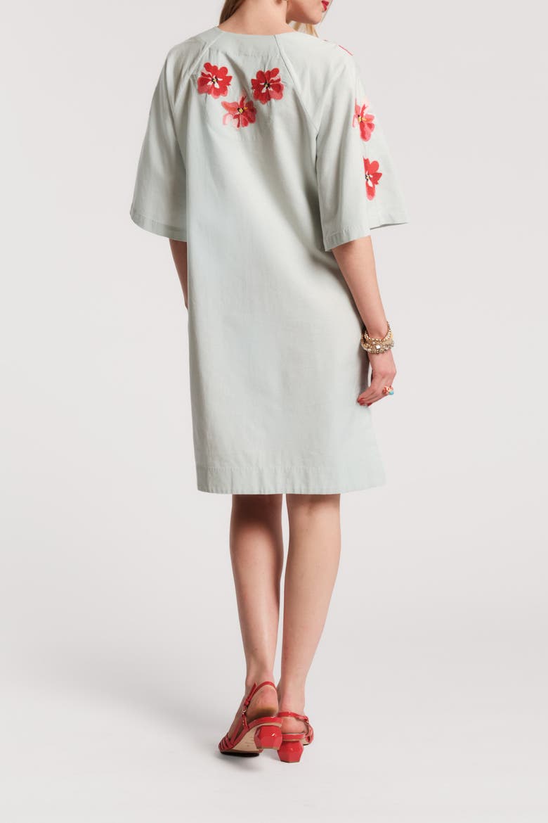 Charming Caftan Mini Georgia Embroidery, Alternate, color, Light Blue/Red/Pink
