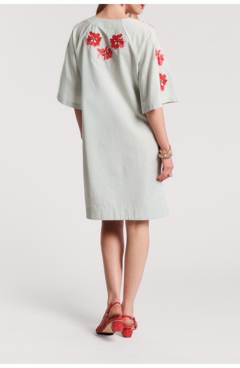 Frances Valentine Charming Caftan Mini Georgia Embroidery, Alternate, color, Light Blue/Red/Pink