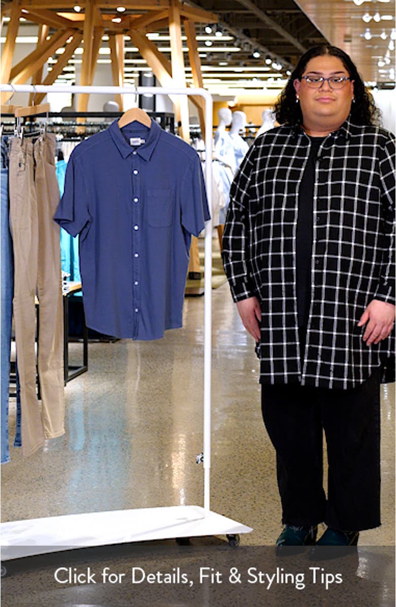 Saltaire Organic Cotton Knit Short Sleeve Button-Up Shirt, sales video thumbnail