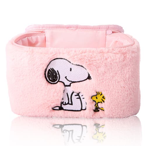 Peanuts Snoopy Fluffy Cosmetic Bag For Travel In Pink