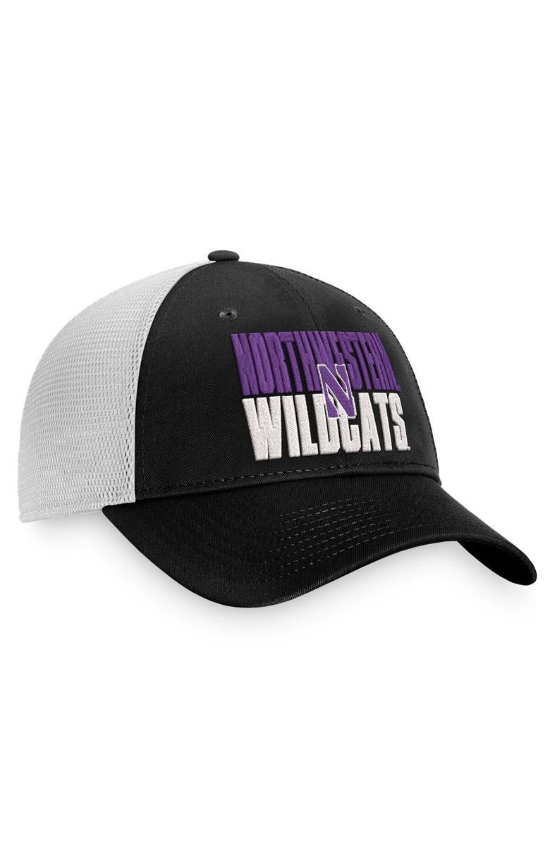 TOP OF THE WORLD Men's Top of the World Black/White Northwestern Wildcats Stockpile Trucker Snapback Hat, Alternate, color, Black