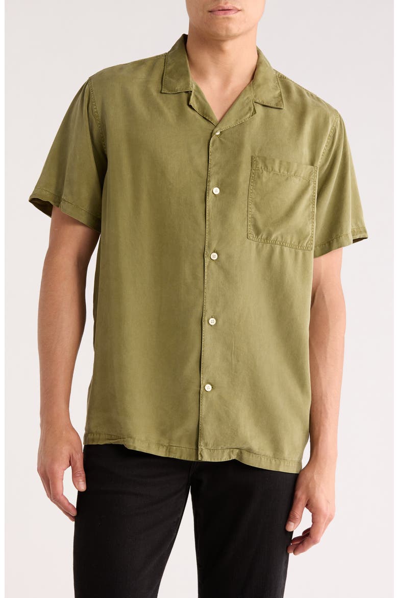 Archer Relaxed Cotton Seersucker Camp Shirt, Main, color, BURNT OLIVE