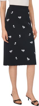 CeCe Embroidered Midi Skirt
