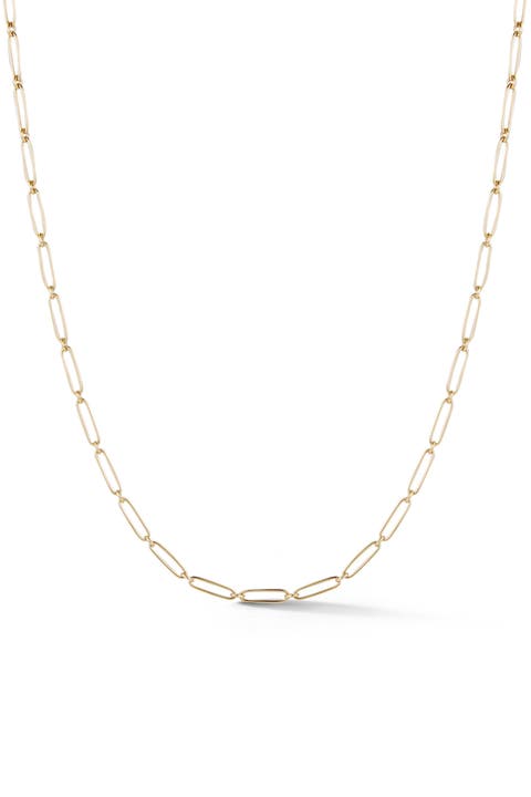 Alternating Elongated Paperclip Grover Chain Necklace