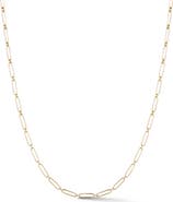 Storrow Alternating Elongated Paperclip Grover Chain Necklace