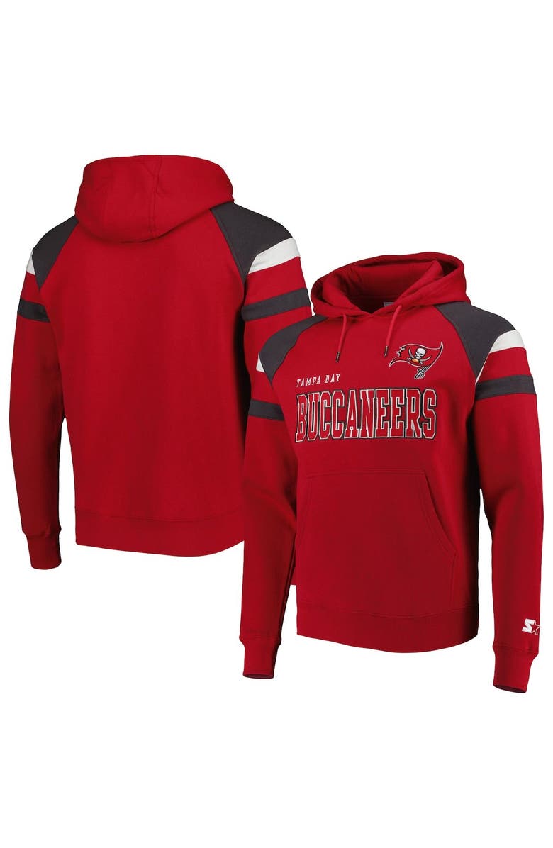 STARTER Men's Starter Red Tampa Bay Buccaneers Draft Fleece Raglan Pullover Hoodie, Main, color, Red