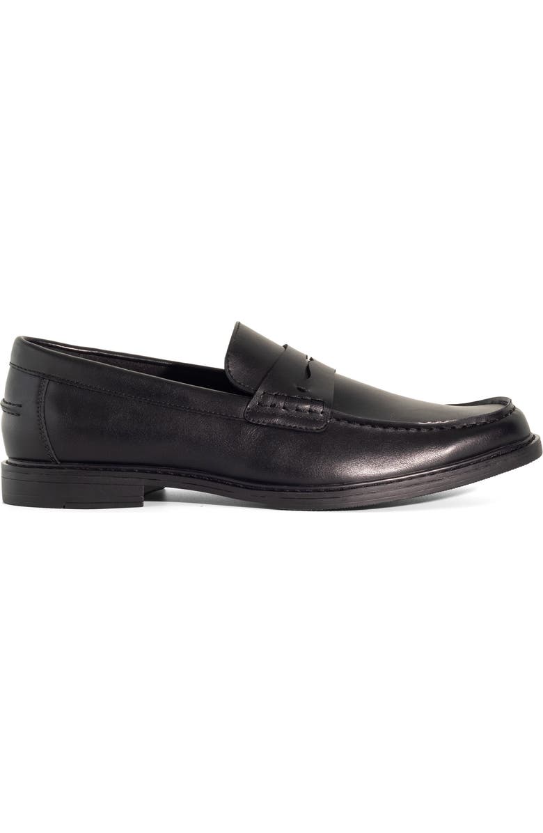 Uncut HUTCH moc toe stitching Penny Loafer, Alternate, color, Black Smooth Pu