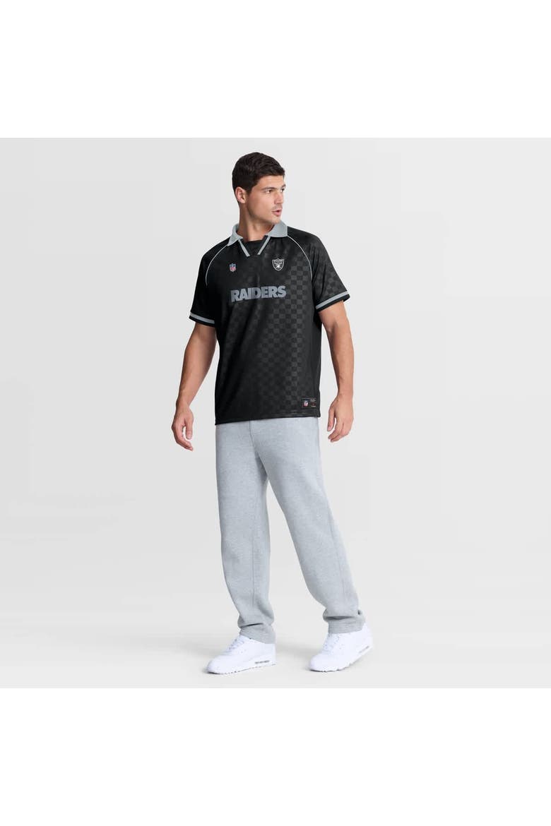 Men's Fanatics Black/Gray Las Vegas Raiders Homerun Raglan V-Neck Polo, Alternate, color, Black