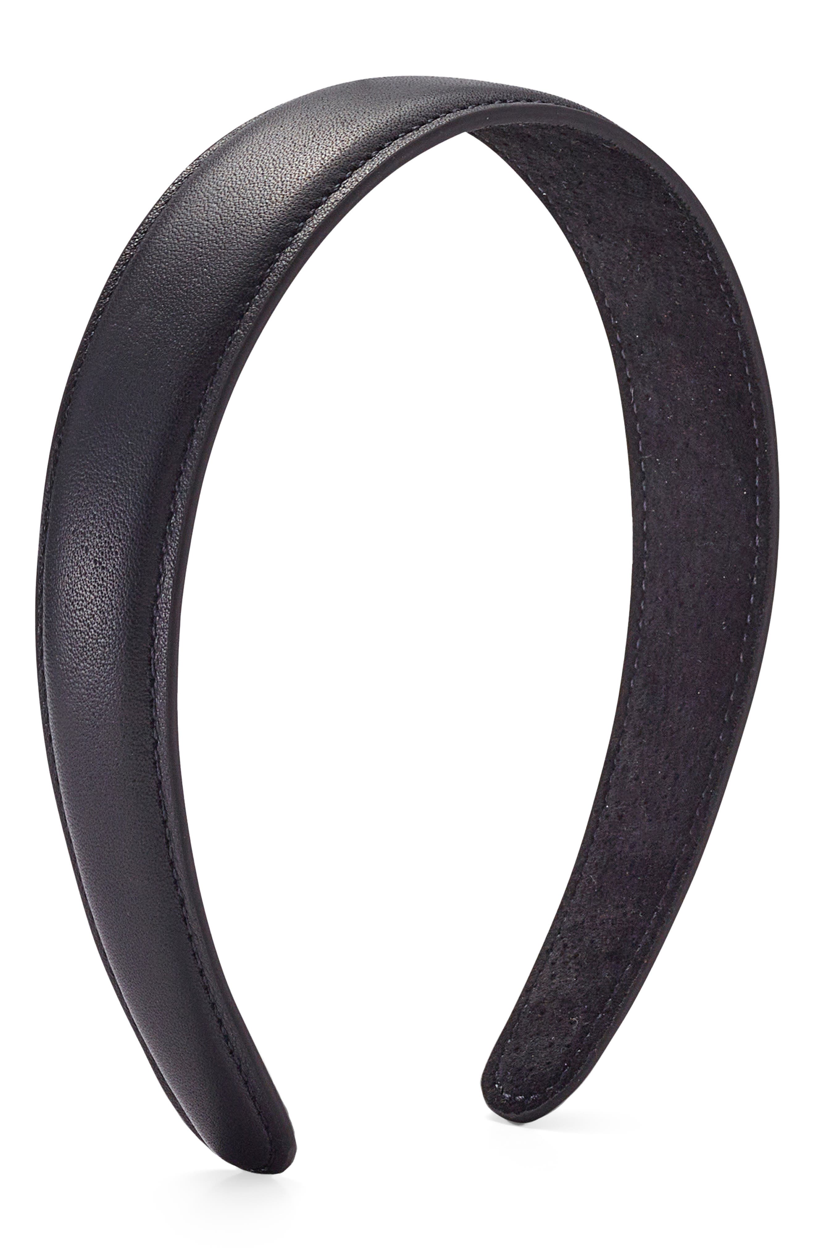 LELET NY Heidi Petite Leather Headband in Black 