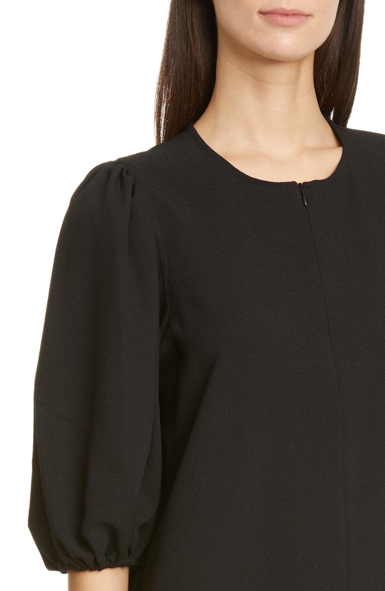 Ganni Puff Sleeve Heavy Crepe Shift Dress, Alternate, color, 