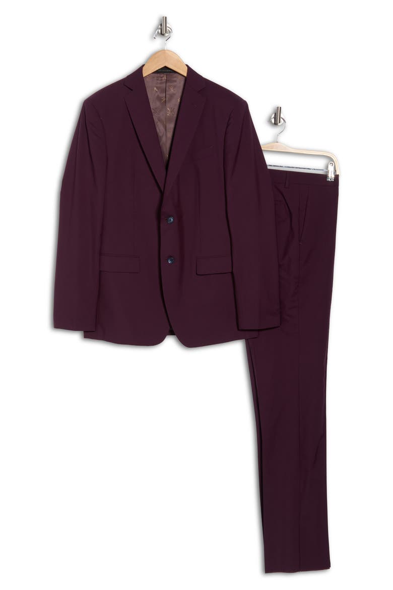 Wool Suit, Alternate, color, BURGUNDY