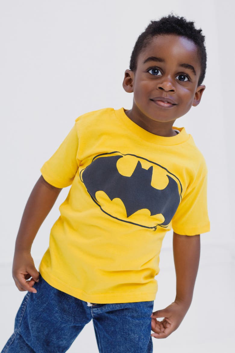 Justice League Short Sleeve T-Shirt, Alternate, color, Yellow Batman Logo