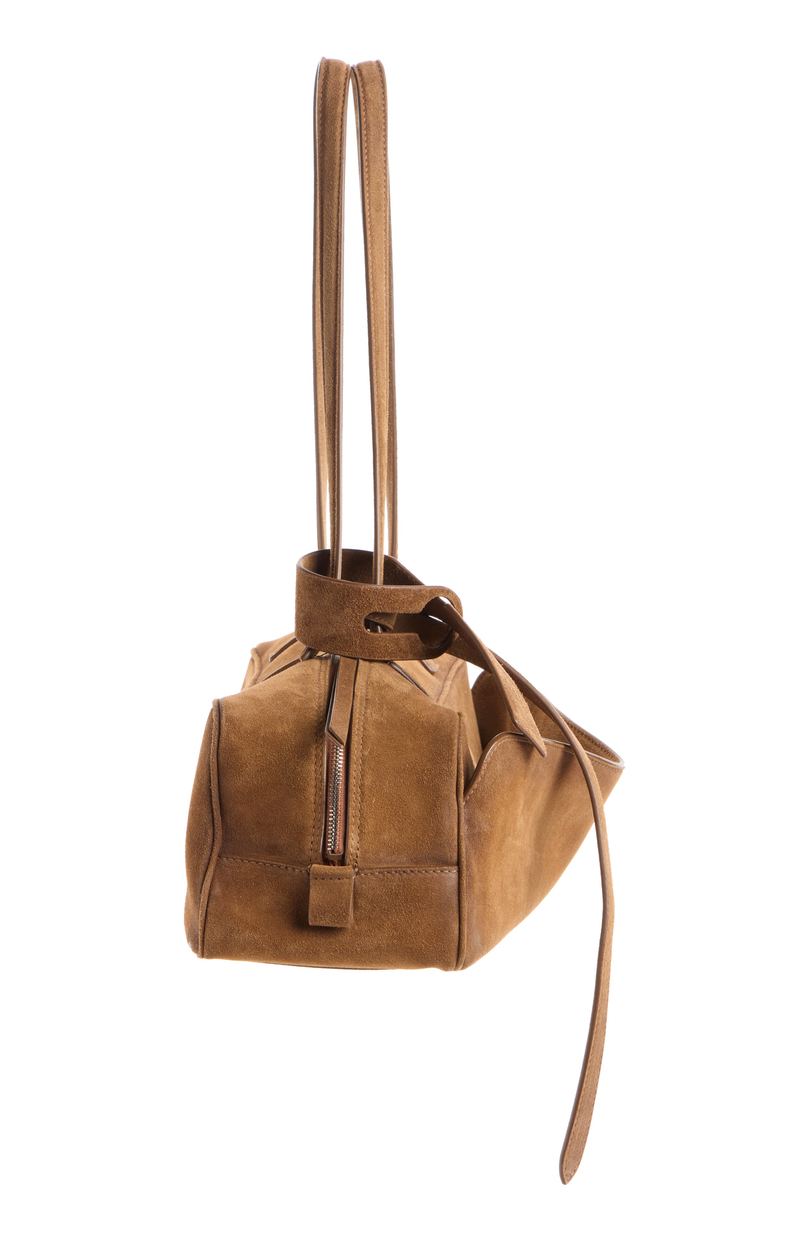 Balenciaga Small Carrie Waxed Suede Tote, Alternate, color, 2533 Camel