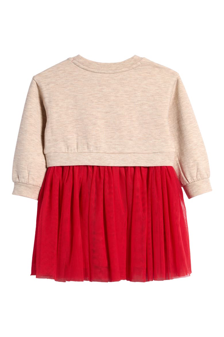 Long Sleeve Tutu Dress, Alternate, color, BEIGE LIGHT HEATHER CAT- RED