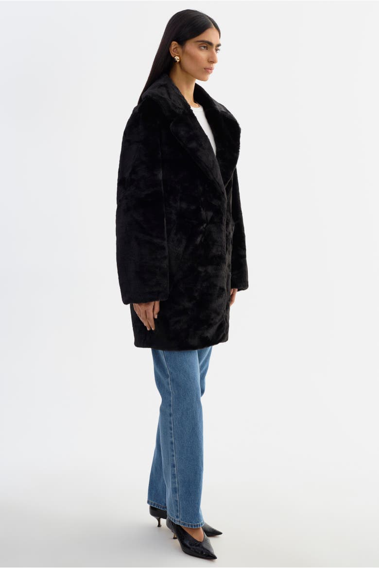 LINNEA | Faux Fur Coat, Alternate, color, Black
