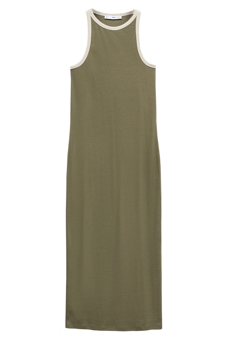 Contrast Trim Cotton Blend Midi Dress, Main, color, KHAKI GREEN