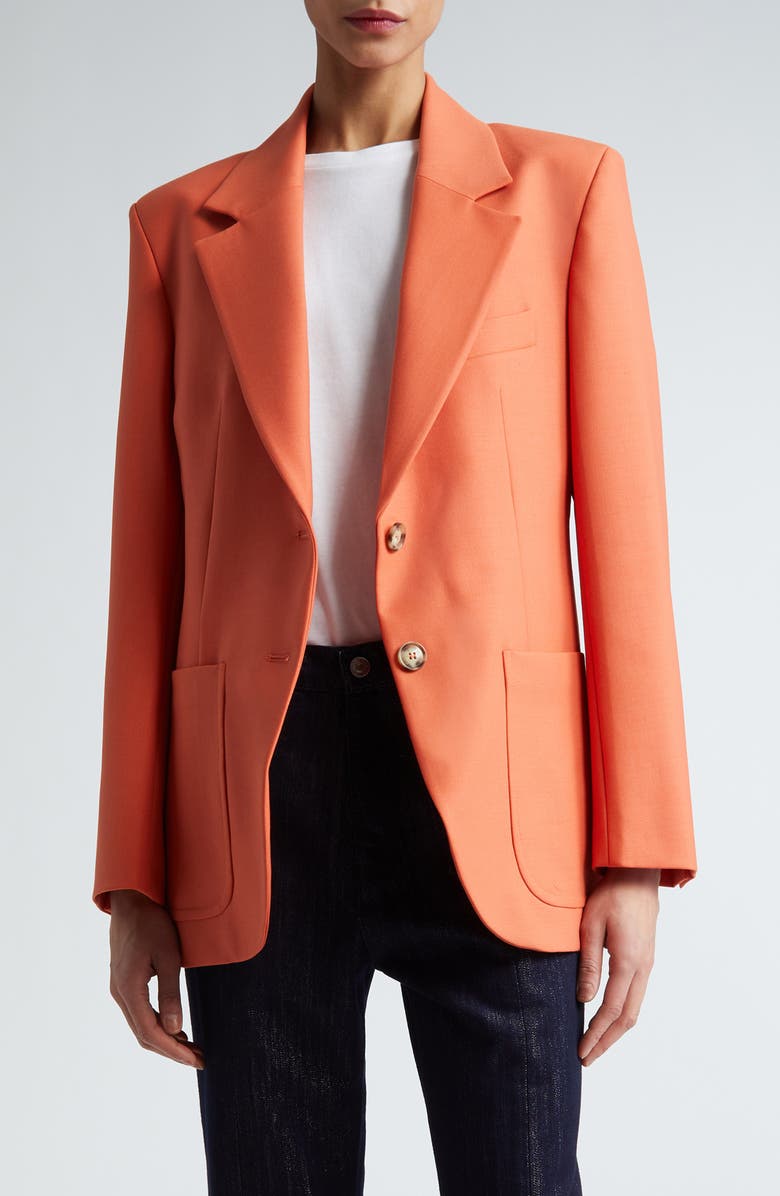 Victoria Beckham Patch Pocket Stretch Twill Blazer, Main, color,