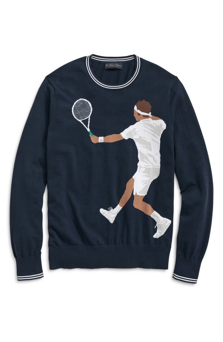 Brooks Brothers Tennis Intarsia Crewneck Sweater, Main, color, 