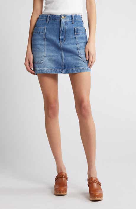 FRAME Cargo Denim Miniskirt