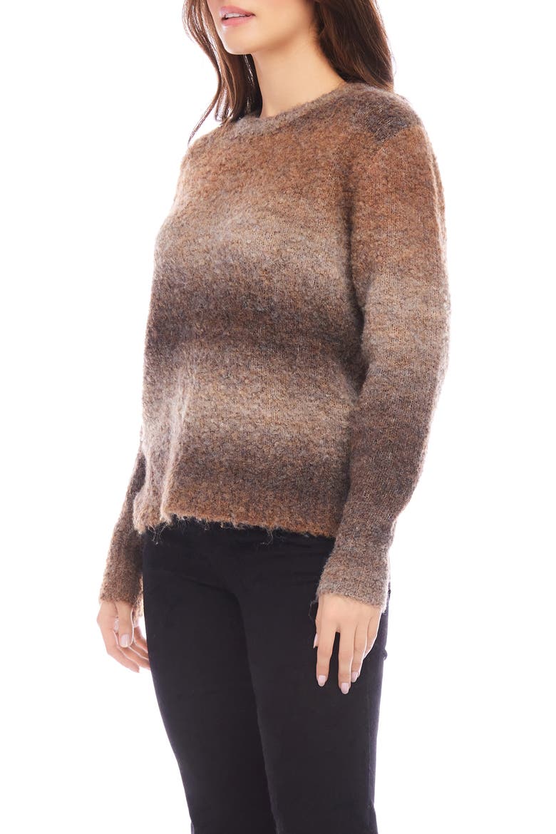 Ombré Stripe Bouclé Sweater, Alternate, color, BROWN