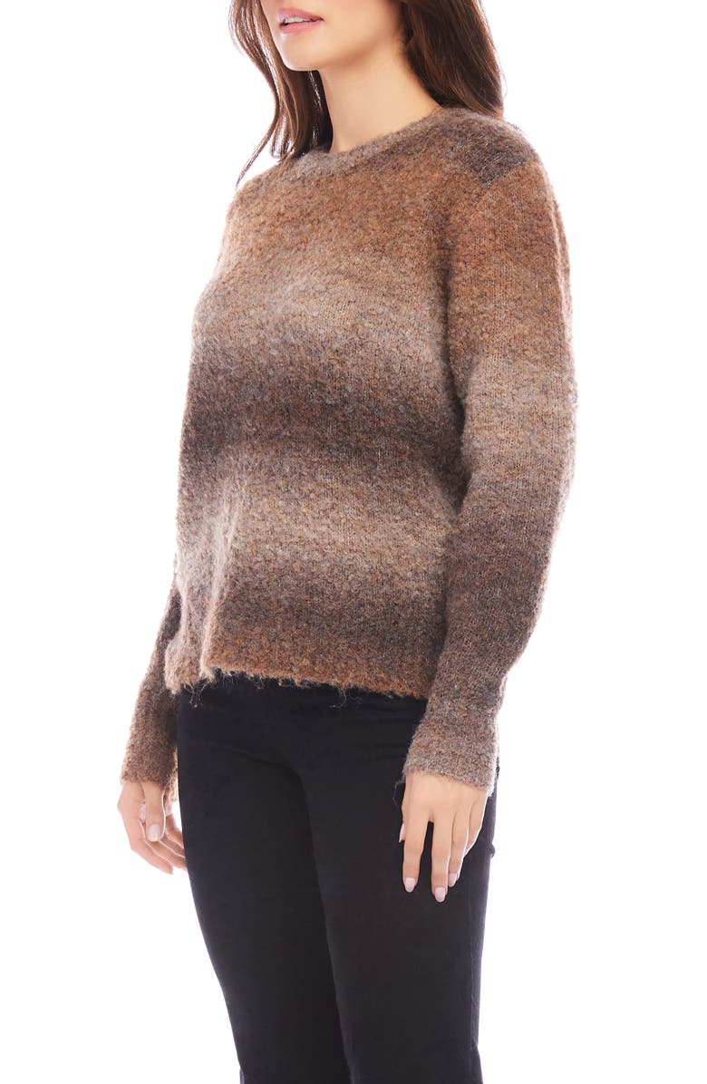 Karen Kane Ombré Stripe Bouclé Sweater, Alternate, color, Brown