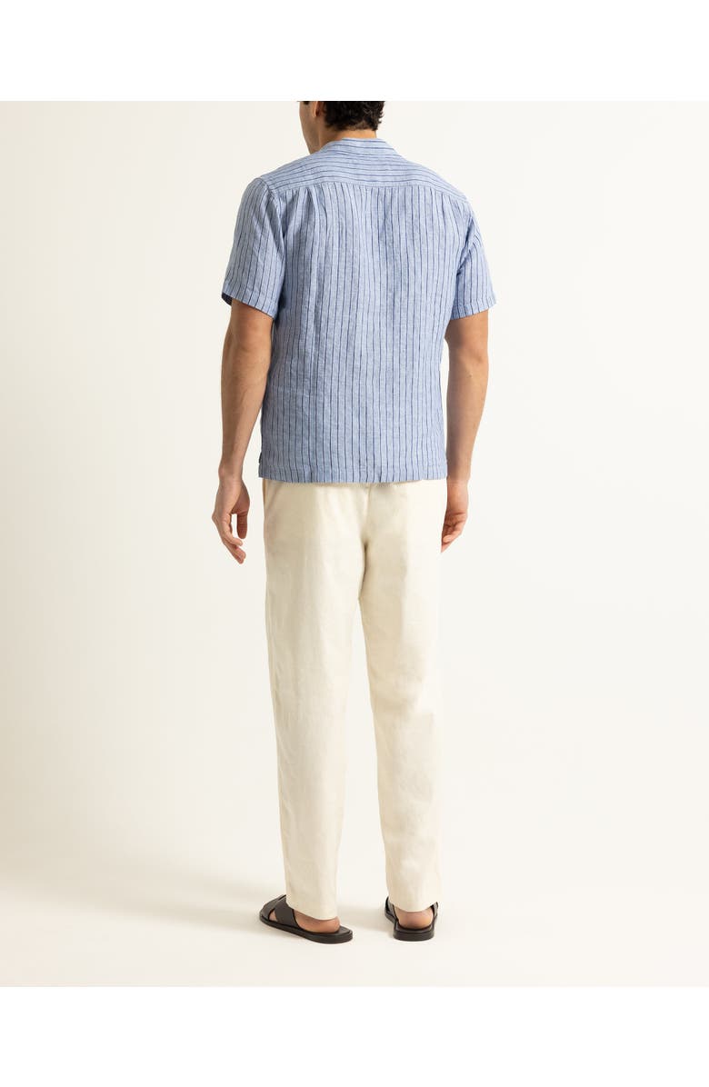 Orlebar Brown Maitan Lino Relaxed Fit Linen Stripe Shirt, Alternate, color, Bergamo Blue Stripe
