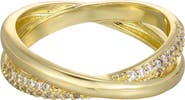 Adornia 14K Gold Plated Cubic Zirconia Crisscross Band Ring