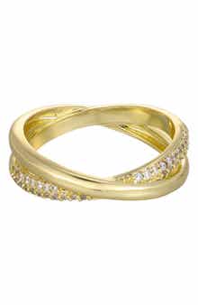 Adornia 14K Gold Plated Cubic Zirconia Crisscross Band Ring