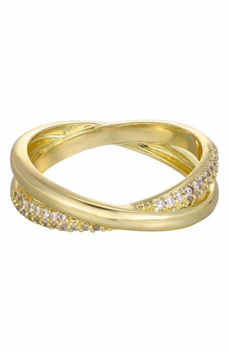 Adornia 14K Gold Plated Cubic Zirconia Crisscross Band Ring
