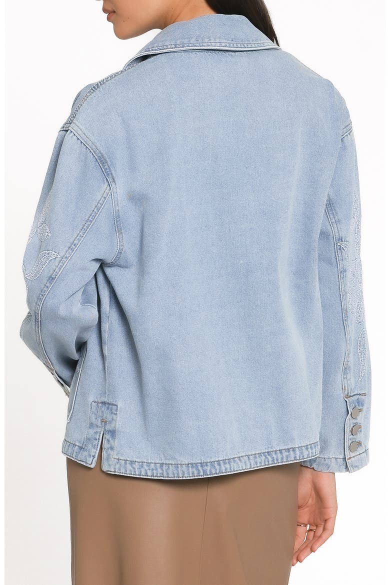 Mora Embroidered Denim Shacket, Alternate, color, LIGHT WASH