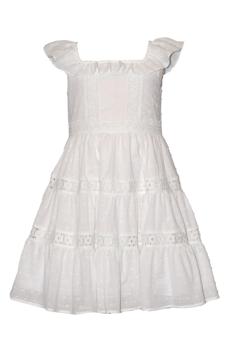 Iris & Ivy Kids' Lace Insert Clip Dot Dress, Main, color, White
