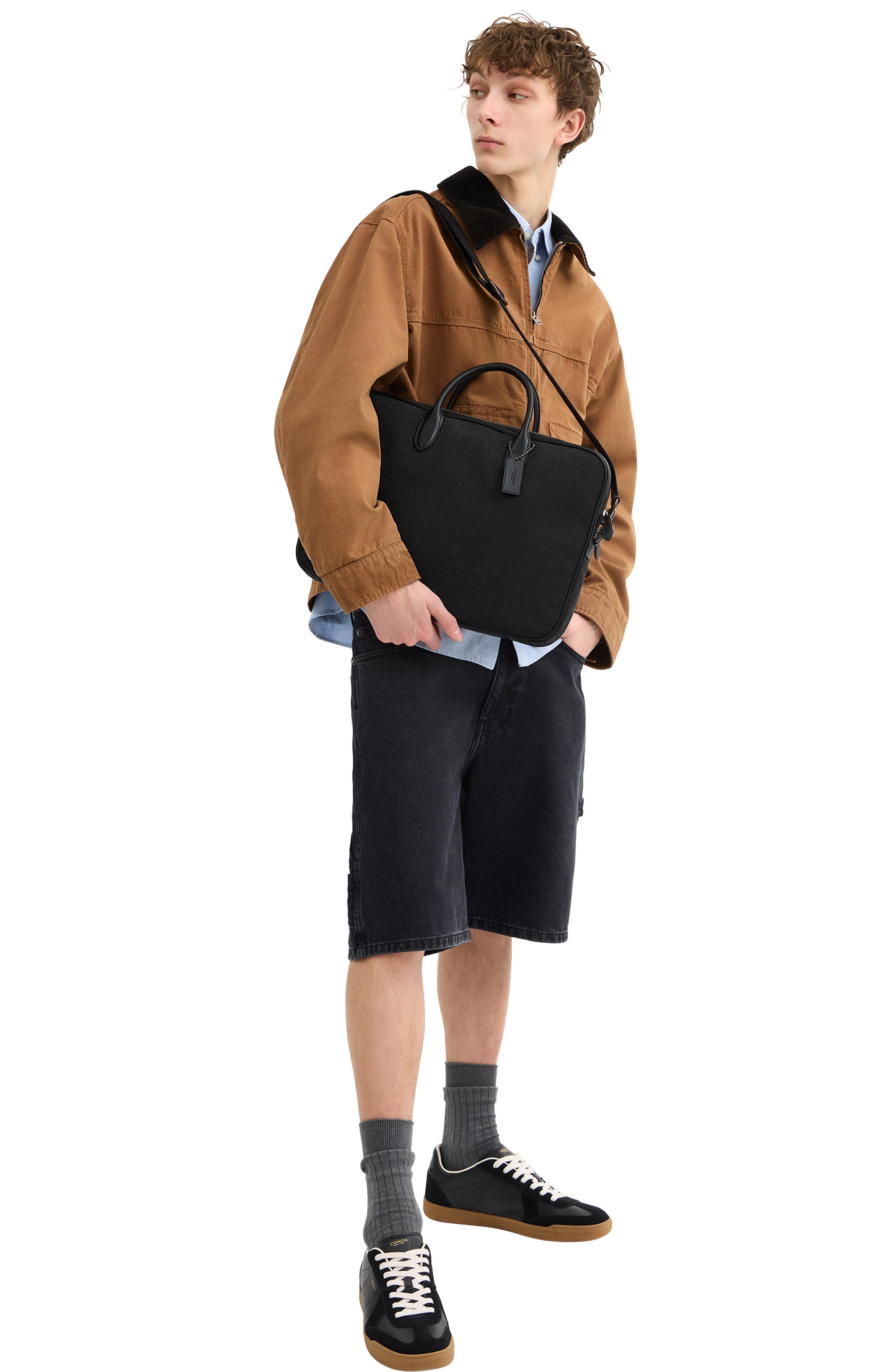 COACH Theo Logo Jacquard Briefcase, Alternate, color, 