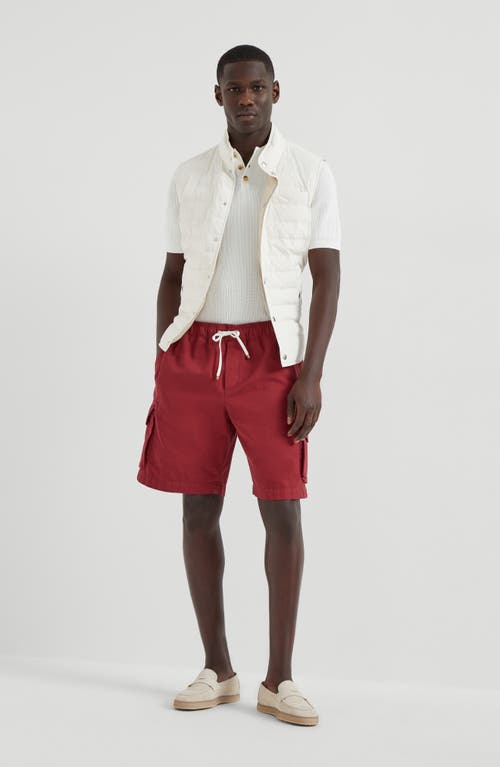 Brunello Cucinelli Cotton Gabardine Bermuda Shorts In Red