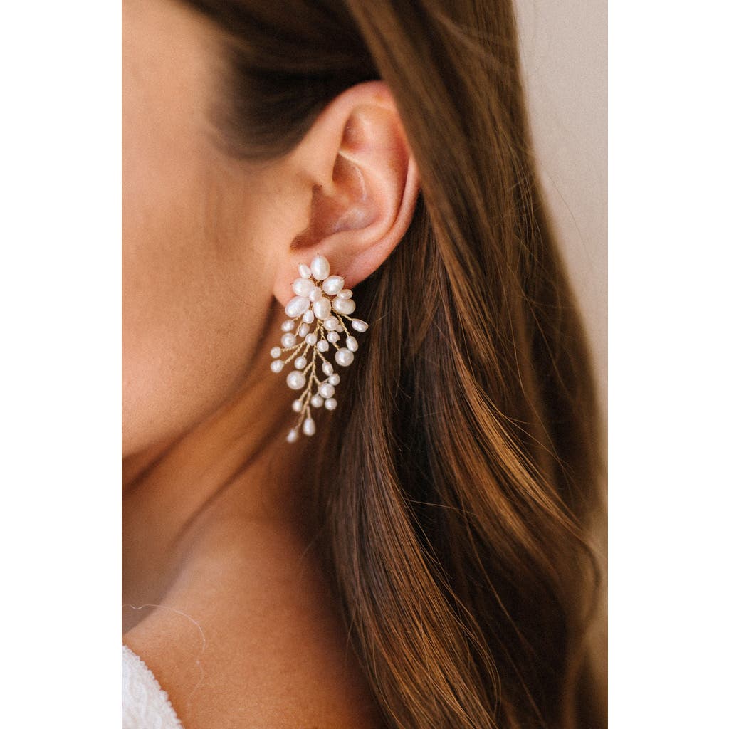 Untamed Petals Moore Freshwater Pearl Earrings In Gold