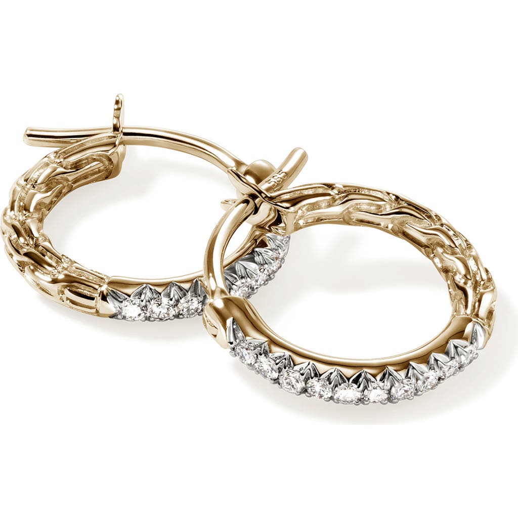 John Hardy Jh Essentials Pavé Hoop Earrings, Sterling Silver, Diamonds, 13mm In Gold